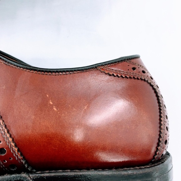 Allen Edmonds Vtg Leather Polo Saddle Shoe Burgundy Corrected Grain Sz 10.5 C - Picture 13 of 16